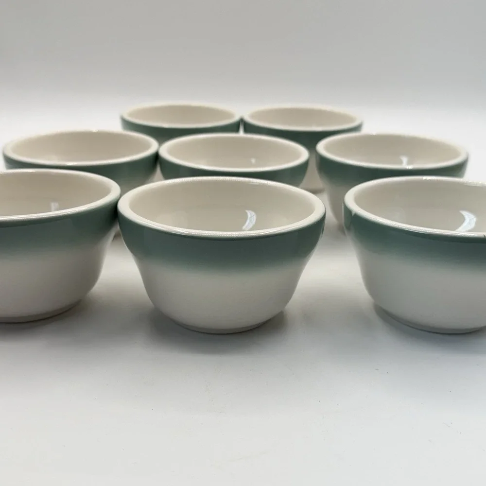 MCM Homer Laughlin Best China Airbrushed Teal Chili Bowl Set 8 60s Diner #661